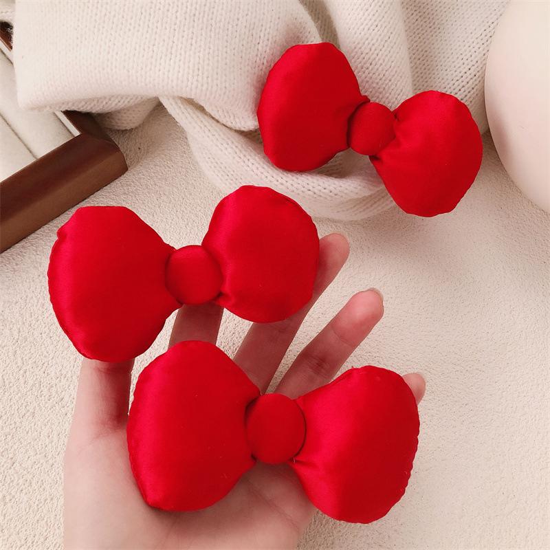 1/5Pcs Large Size Red Bowknot Hair Clips Women Sweet Duck Bill Bangs Hairpins Girl Cotton Filling Cute Children Fashion Headwear