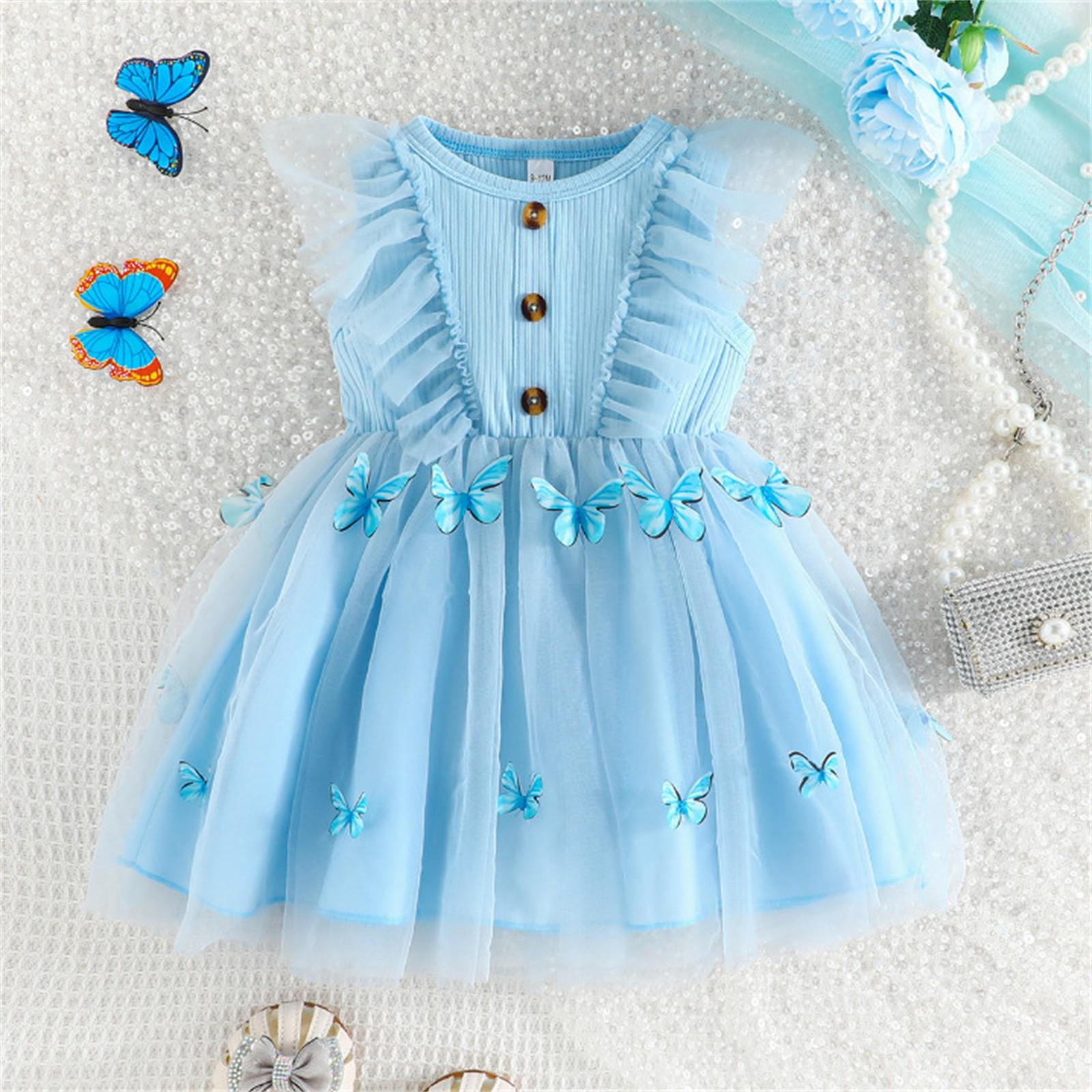 

Літня дитяча сукня з рукавами-крильцями та хусткою на голову, модна мила сукня для дівчаток 4Y