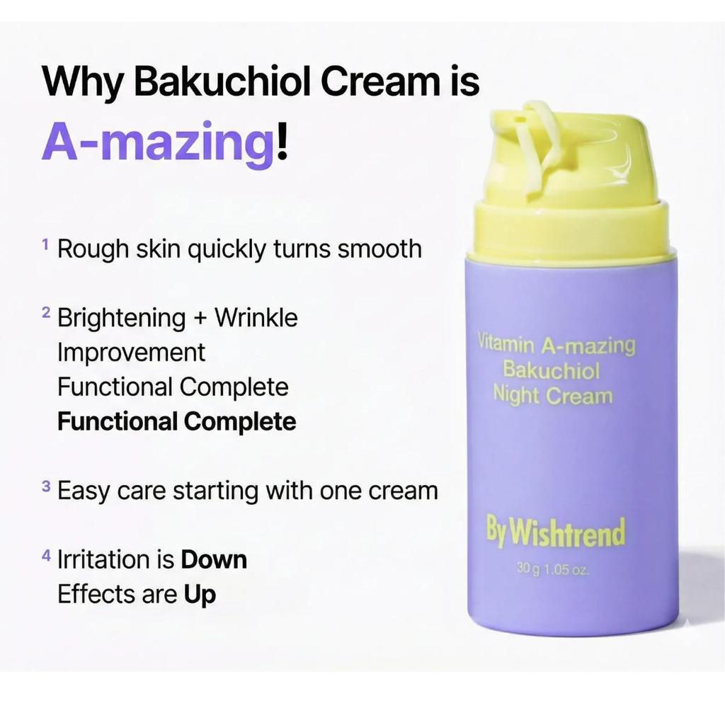 By Wishtrend Vitamin A-mazing Bakuchiol Night Cream 30g + VT Reedle Shot 100 12ml Set
