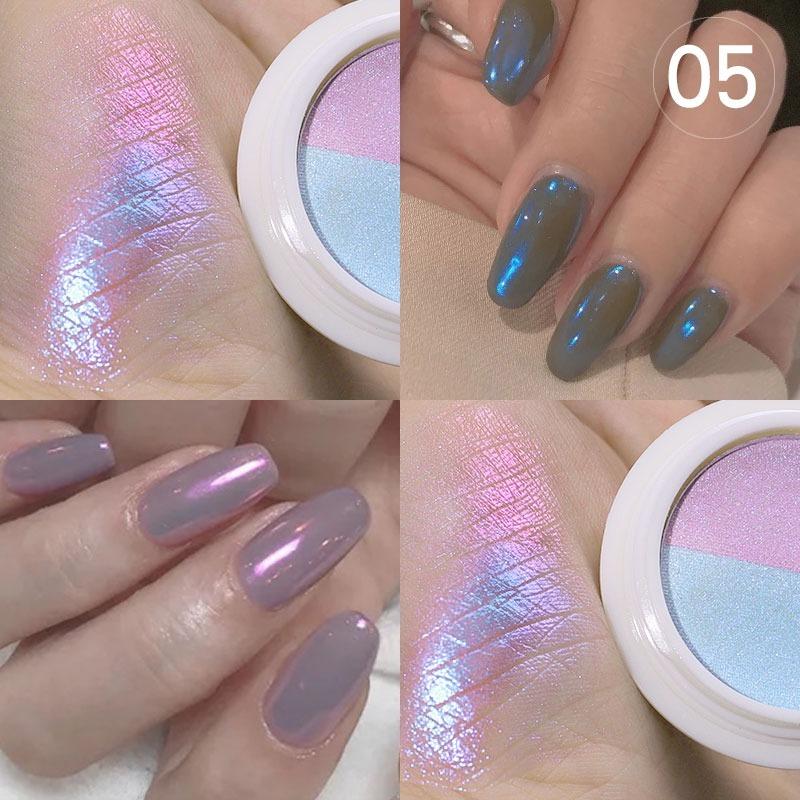 1 Box Double Colors Solid Nail Powder Holographic Neon Solid Nail Glitter Powder Aurora Powders Nail Art Tool