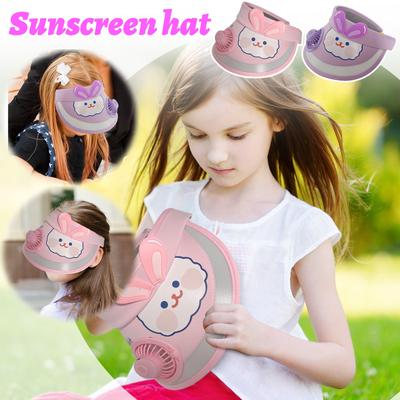 Kinder Sonnenhut mit Ventilator, Kombiniert Sonne und Funktionen/Unsichtbarer Ventilator Schwarze Technologie/Lange Akkulaufzeit/Leicht und tragbar