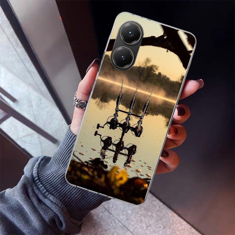 Carp Fish Fishing Rod Hook Phone Case For Xiaomi Poco X5 X6 X7 Pro F7 Ultra M7 Redmi 15C 15 13C 13 12C 12 10 10C 10A 9 9C 9T 9A