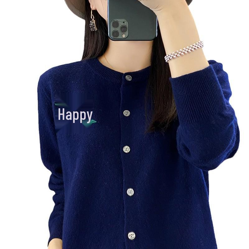 Women's Embroidered Wool Knit Cardigan - Autumn/Winter Casual Loose Fit Sweater