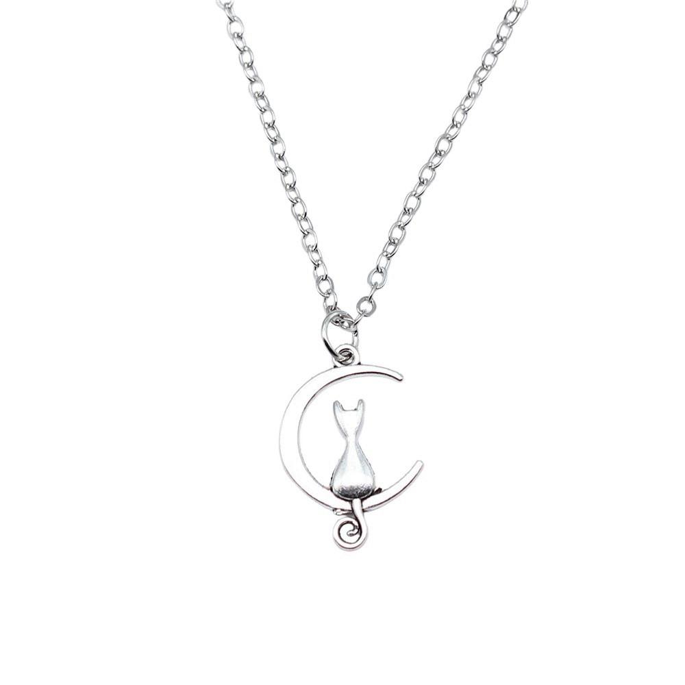 Cat Charm Necklace Cute Animal Pendant For Lovers Minimalist Pet Jewelry Gift 43cm Chain