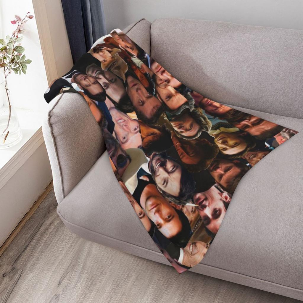 Hugh Jackman Photo Collage 2 Throw Blanket Stain Resistant Cozy Warm Blanket
