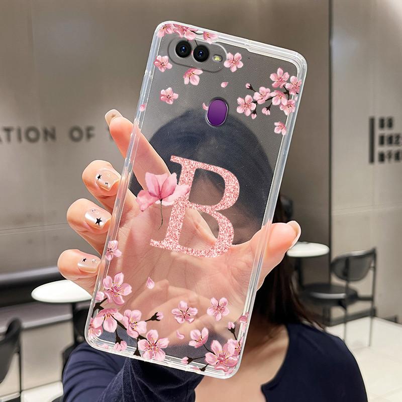 Letter Case For OPPO A5S/A7 2018/AX5S/A7N/A12/A12S Fashion Flower Back Cover Transparent Soft Silicone TPU Clear Phone Casing
