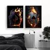 Playing Cards Canvas Painting Fire Skull Card Poster Print Poker for Living Room Wall Art Home Decor