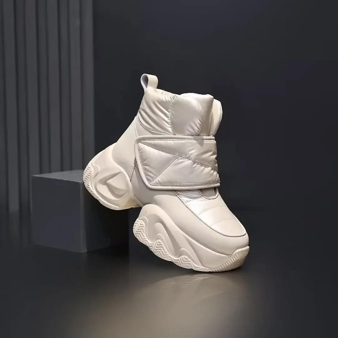 

Новые женские зимние короткие ботинки, повседневная теплая бархатная женская обувь, модные удобные зимние ботинки, толстая подошва, нескользящая хлопковая обувь 35 белый