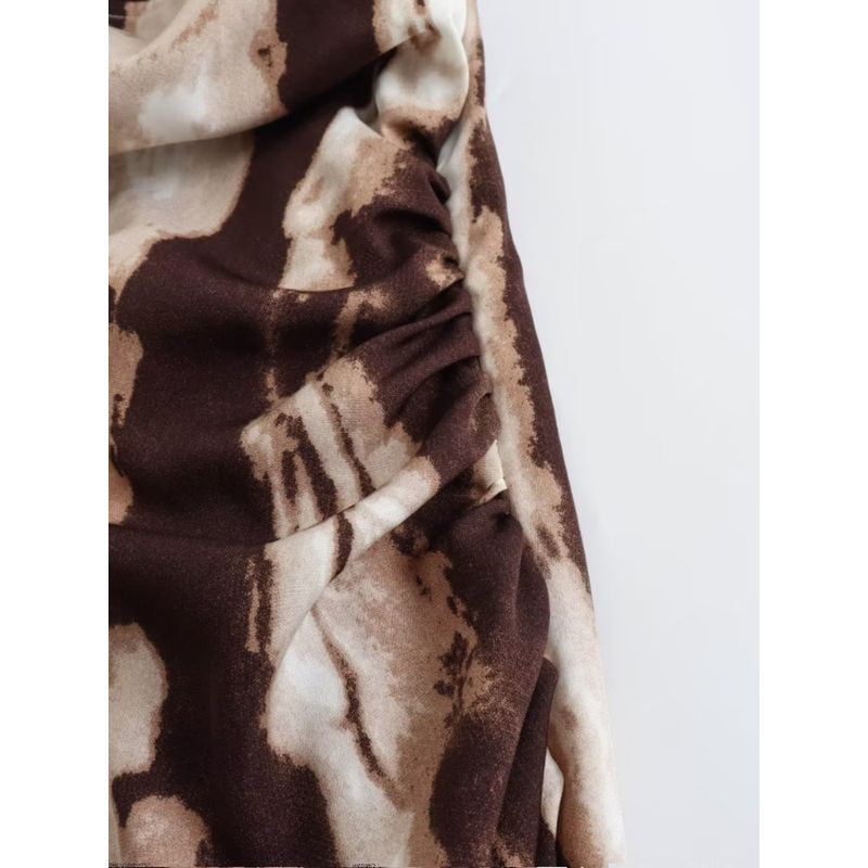 Kaslead New Arrival Women's Clothing Fashion Style Tie-Dye Irregular Sexy Slit Long Sleeves Dress