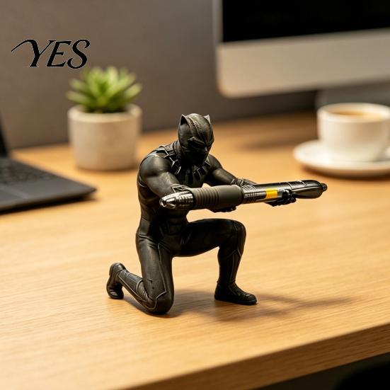 Muscle Detail Pen Holder Kneeling Hero Stand, 3D Printed Dark Style Desk Office Organizer Organizer, Action Figure Pencil for Office, Collectible Gift