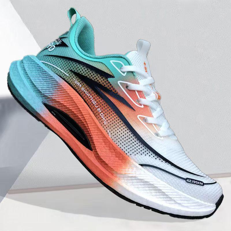 Men's shoes new mesh breathable sports shoes ultra-light soft sole thick sole fashion gradual change color running shoes casual men's shoes