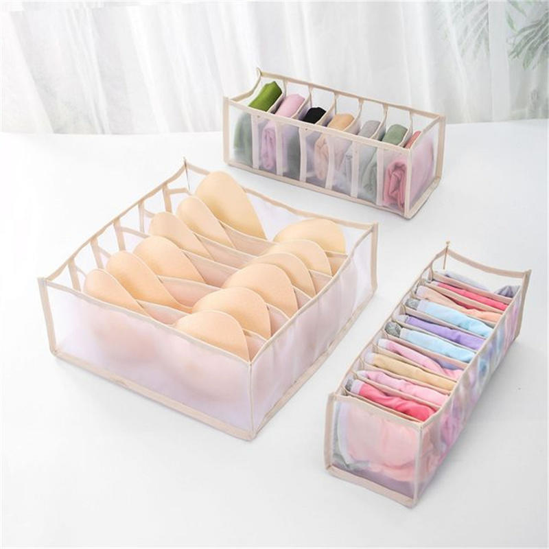 Multi-Grid Foldable Drawer-Type Underwear Socks Panties Organizer Bag Space-Saving Collapsible Closet Clothes Organizer Storage Box