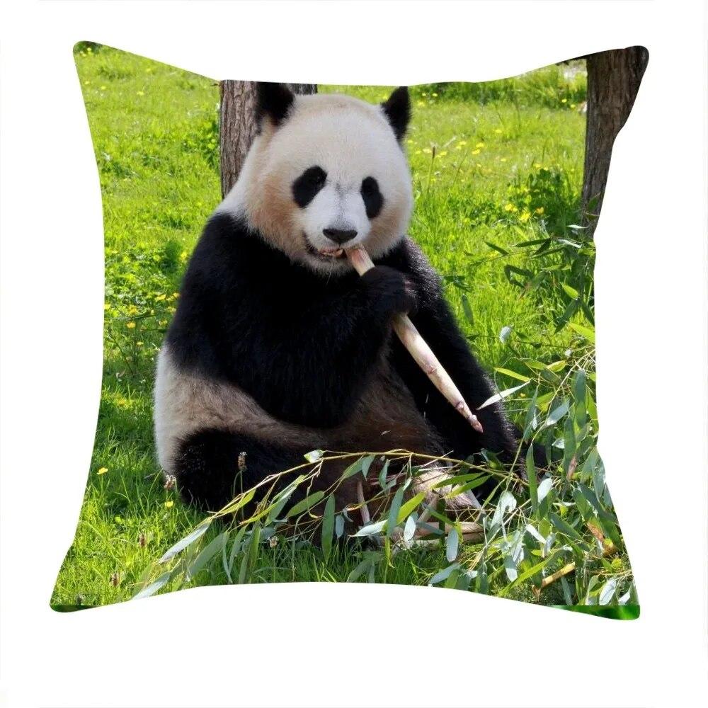 Cute Chinese Panda Print Pillow Case Home Decor Living Room Sofa Bedroom Bedside Cushion Cover 45x45cm