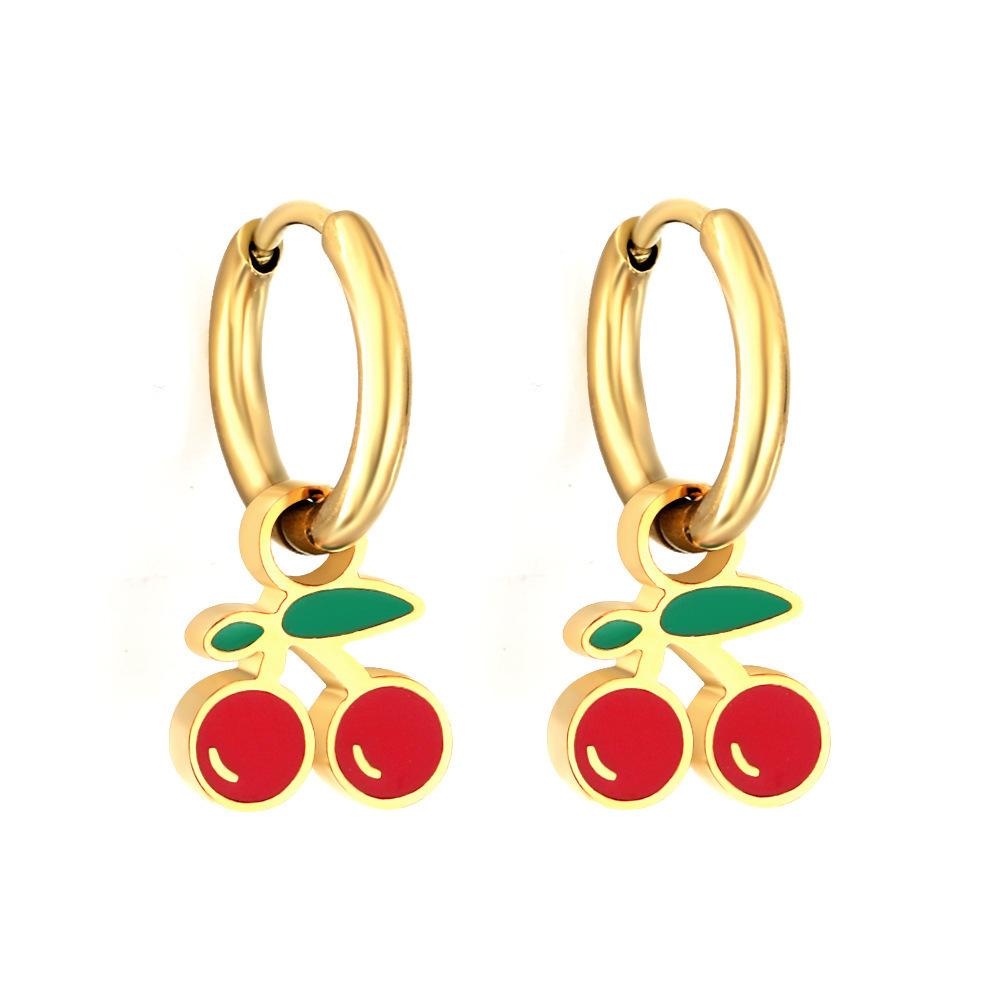 2026 Earrings Simple Personality Cute Bread Strawberry Cherry Fruit European and American Earrings
