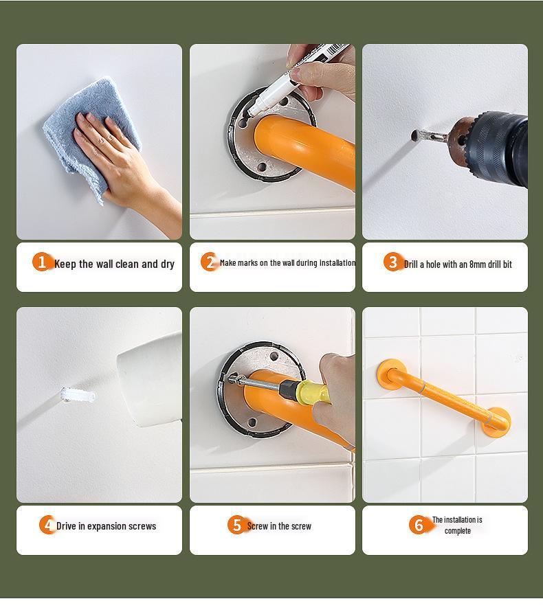 Stainless Steel Non-Slip Safety Handrail for Elderly and Disabled - Barrier-Free Bathroom/Toilet Handle