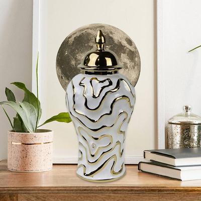 Ceramic Flower Vase Porcelain Ginger Jar with Lid Storage Tank for Floral Arrangement,