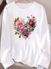 (Asian Size) style flower autumn winter Graphic Tee spring o-neck Print T Shirt Casual Clothing Women Fashion Top Long Sleeve T-shirts