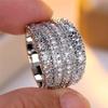 Vintage Female White Crystal Jewelry Cute Silver Color Wedding Rings For Women Luxury Engagement Valentines Day Gift