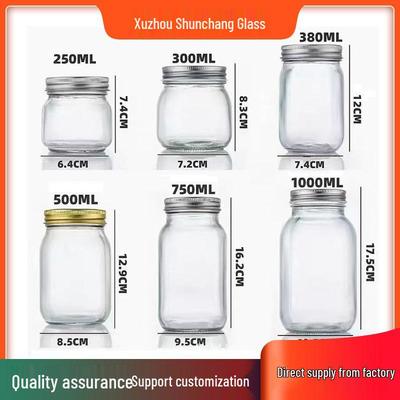 Weithals-Einmachglas-Set: 500ml und 250ml quadratische Glasflaschen mit Logo-Deckel zum Schmoren und Aufbewahren