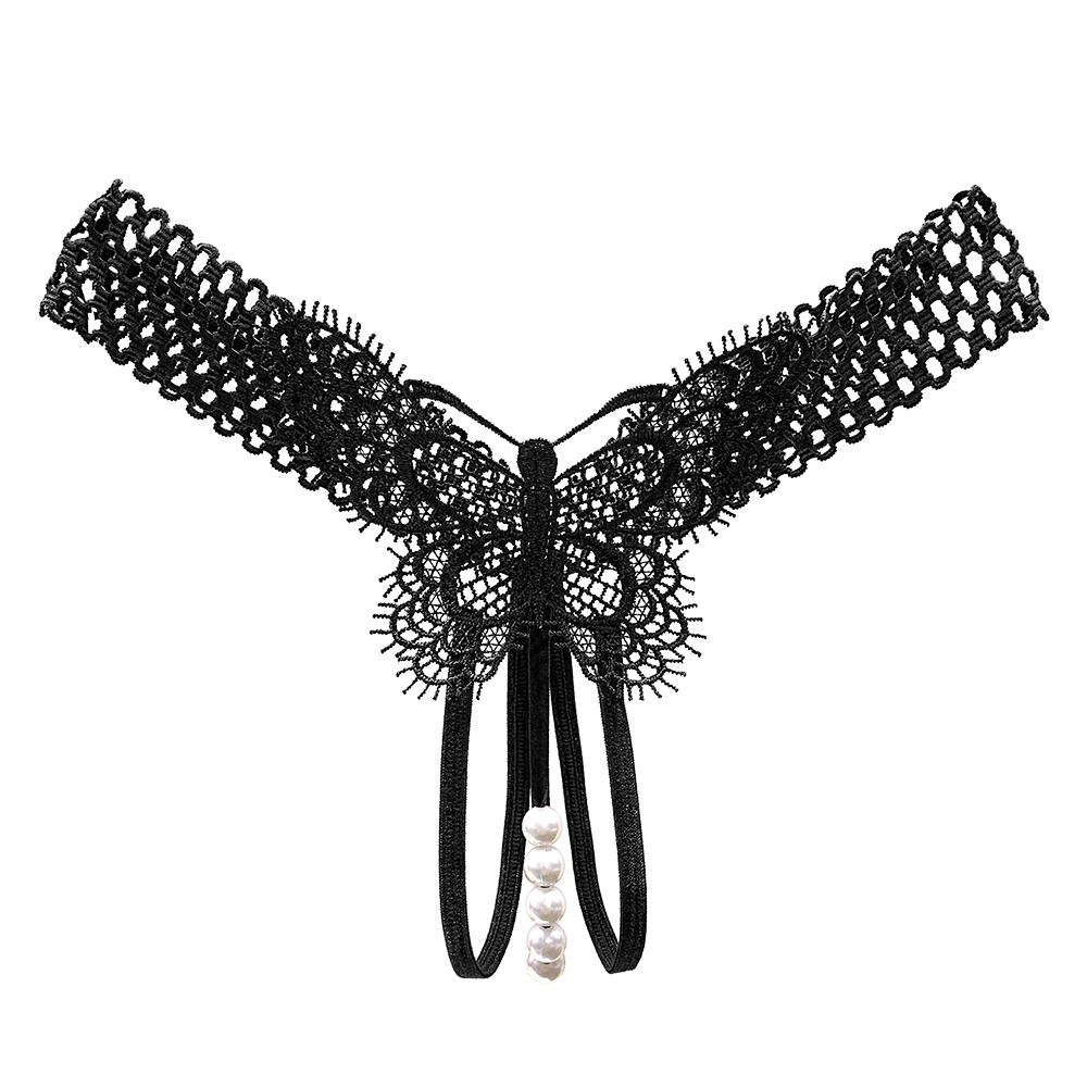 Women's Sexy Crotchless Thongs Lace Hollow Out Underwear For Women Erotic T-back Hot Transparent Panties Female Bow G-string New
