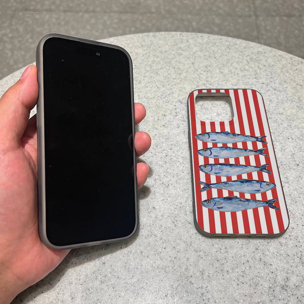 Sardines Soft Corrugated Transparent Phone Case For IPhone 17 15 16 11 12 13 14 Pro Max Plus Pro