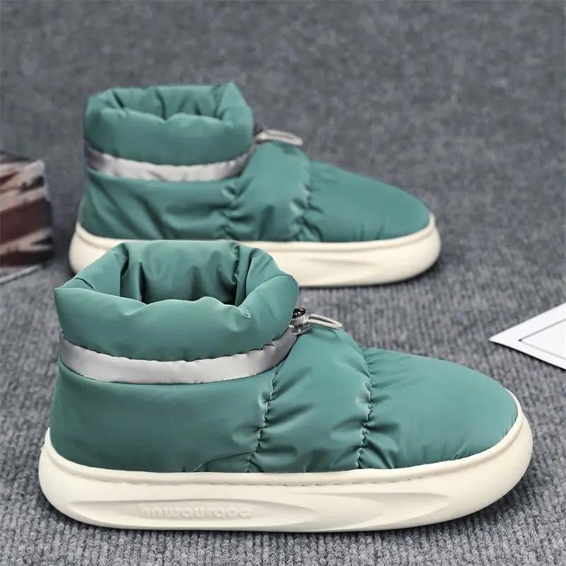 Student Men's Warm Bread Style Snow Boots Fleece Lined Anti Slip High Top Insulated Cotton Padded Outdoor Shoes