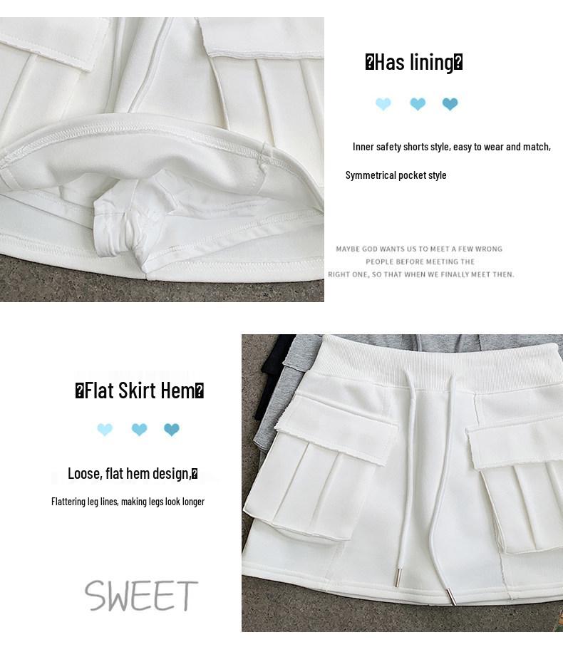 Women's Gray High Waist A-line Skort - Summer 2025 Slimming Petite Anti-Exposure Sports Skirt