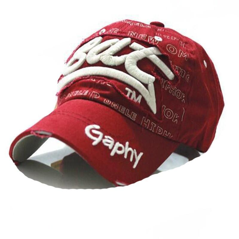 

Хлопковая регулируемая летняя кепка в стиле хип-хоп с буквенным принтом, бейсбольные ковбойские солнцезащитные шляпы для мальчиков темно-красного