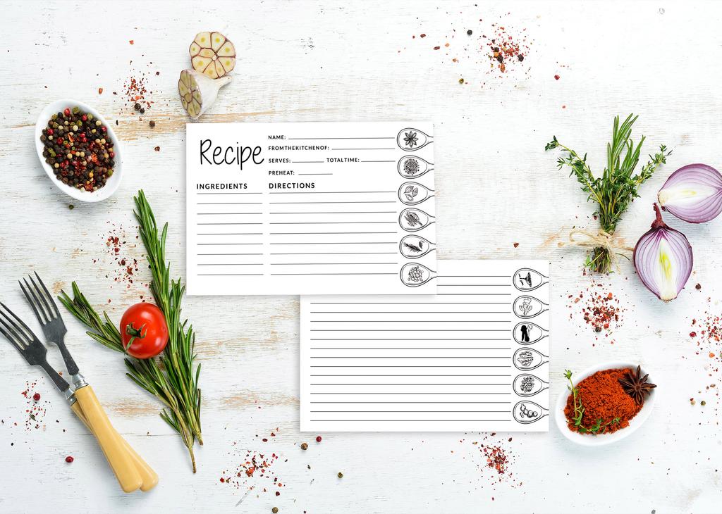 Inkdotpot Cartoline Ricetta 4x6 Pollici (Set di 50) , Cartoncino Premium Spesso a Doppia Faccia - Biglietti Ricetta Bianchi Stile Moderno