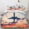 Airplane King Queen Full Duvet Cover Vintage Fighter Bedding Set for Kids Teens Adults Sky Clouds Grey 2/3pcs Soft Quilt Cover