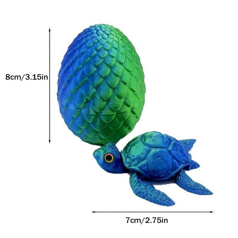 New Movable Sea Turtle Flexible Joint 3D Printed Sculpture With Eggs Fun Desk Ornament For Home Office Car Desk Decoration Gift