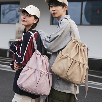 Couple Style Nylon Backpack New Standard Trend Drawstring Bucket Bag Light Waterproof Water Outdoor Cycling Bag Versatile Backpack
