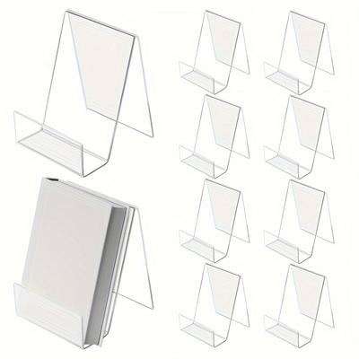 10Pack Clear Acrylic Bookends Display Stands Transparent A-Frame Versatile Book Picture Frame Phone Poster Holder Desk Organizer
