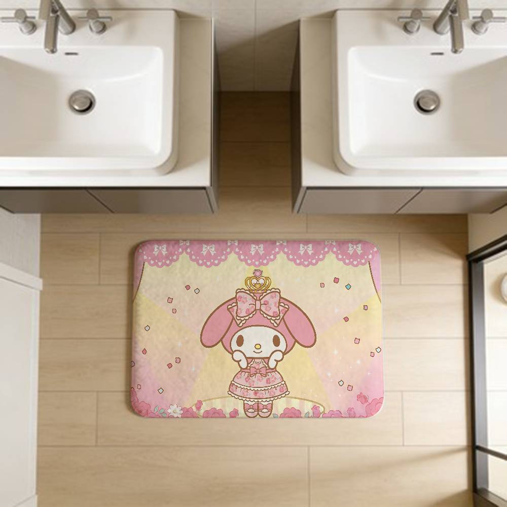 Cute M-my Melody Bathroom Mat Anti-slip Absorb Water Long Strip Cushion Bedroon Mat Welcome Doormat