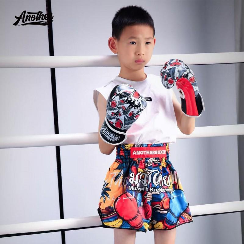 ANOTHERBOXER Kids Muay Thai Shorts MMA Boxing Training Breathable Martial Arts Fight Wear
