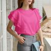 ZANZEA Women Summer Round Neck Ruffled Short Sleeve Blouses