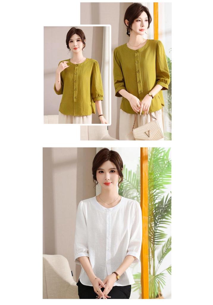 Mom's Spring 2026 Elegant Wide-Leg Top for Middle-Aged & Elderly Women - 7-Point Summer Base Layer Shirt