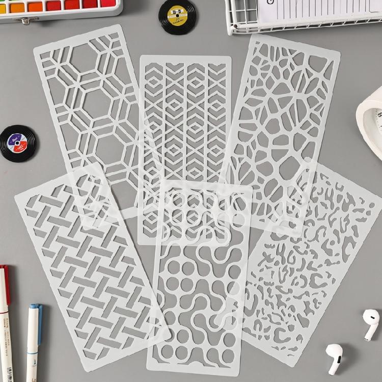6 Pezzi Template Dettagliati Svuotati Riutilizzabili per Principianti e Professionisti in Journaling o Corsi d'Arte