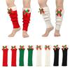 Ribbed Knitted Christmas Boot Cuffs for Women Sweet Bowknot Festival Plush Trim Leg Warmers Calf Socks for Cold Weather