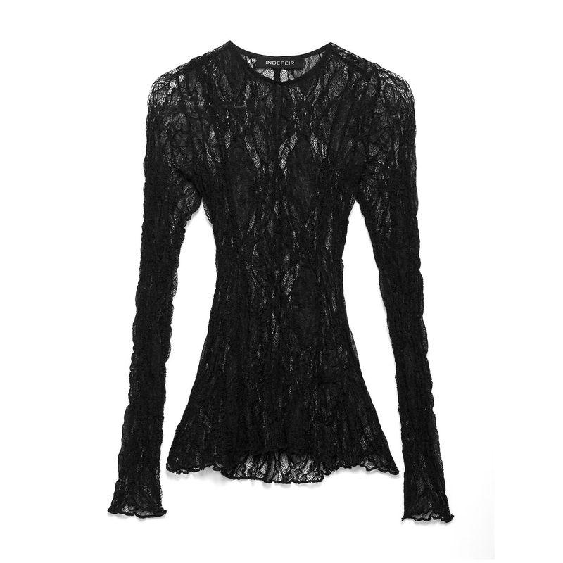 

Kaslead New Arrival Women s Clothing Fashion Style Fashion All-Match Silm Lace Tops 6050308 800 Black L