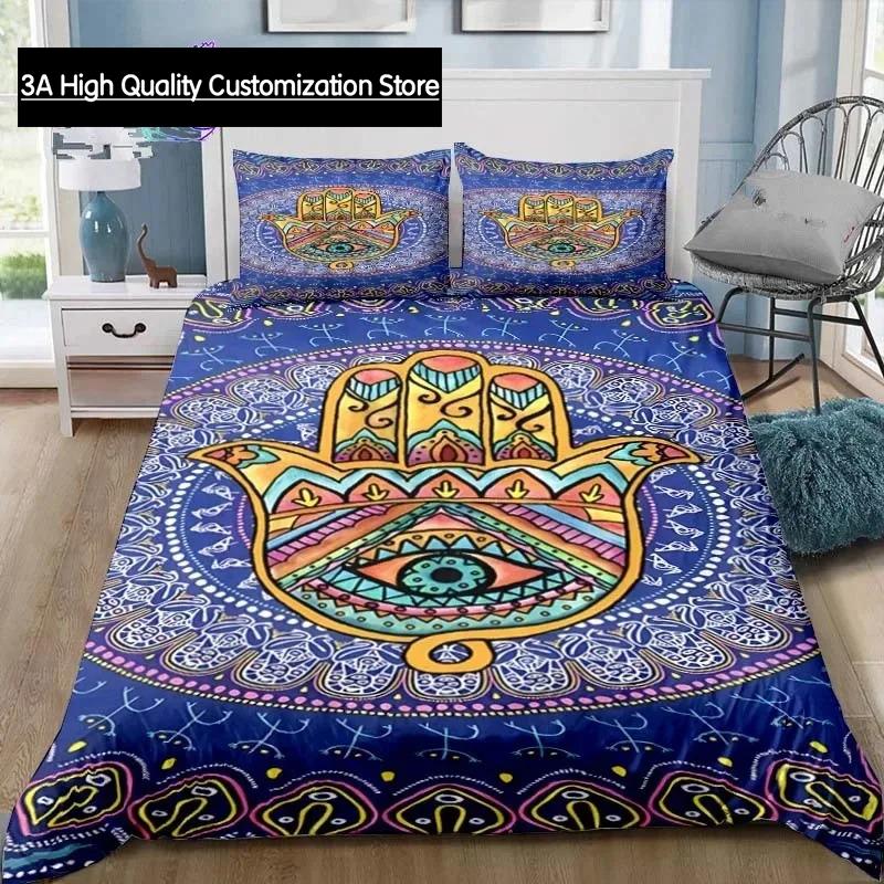 Hamsa Hand Bohemia Bedding Set Single Twin Full Queen King Size Bed Set Adult Boys Bedroom Fatima Hand Bed Linen Lucky Hand