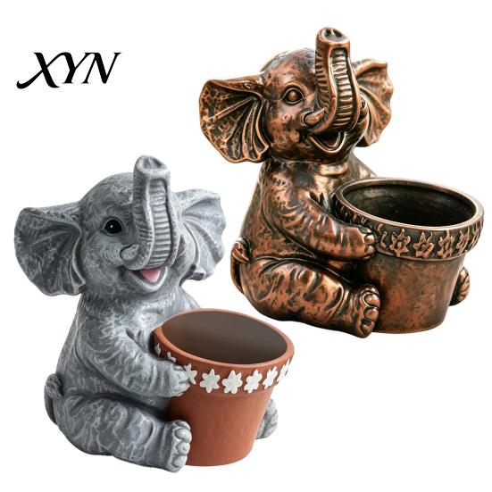 Eco-friendly Plant Pot Cute Elephant Planter, Small Animal Flower Pot, Weatherproof Indoor Outdoor Durable Garden Cactus Air Holder for Home