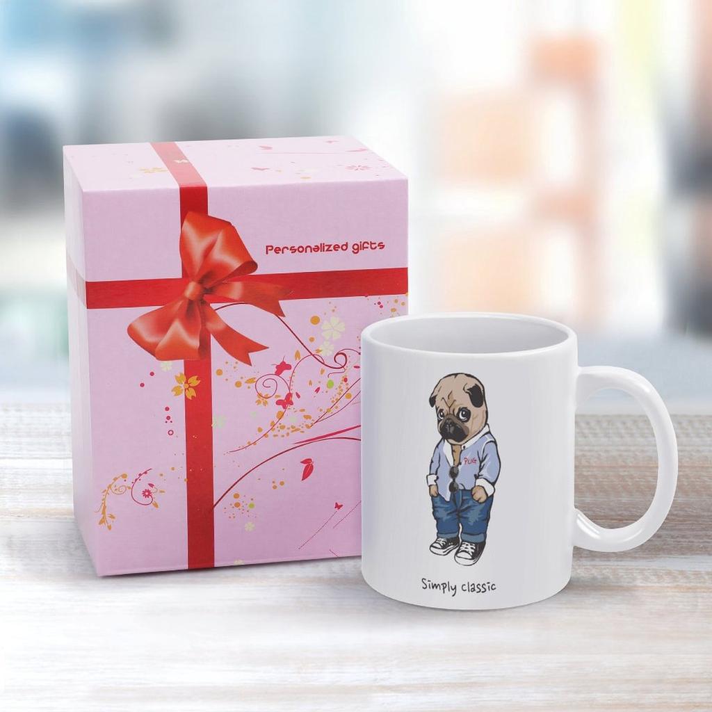 1 Stück 11oz Weiße Keramiktasse Doppelseitig bedruckte Dekoration Langlebige Kaffeetasse für Zuhause Büro Praktisches Geschenk