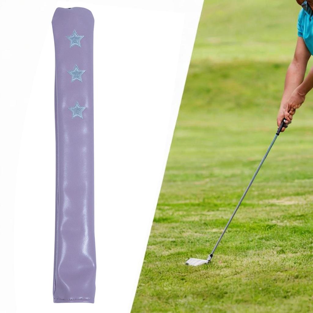 PU Leather Golf Alignment Rod Cover 13.4x2inch Accessories Star Pattern with Velvet Interior