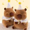 Capybara Birthday Hat Plush Toy Cute Stuffed Doll Cartoon Decoration Kids Gift
