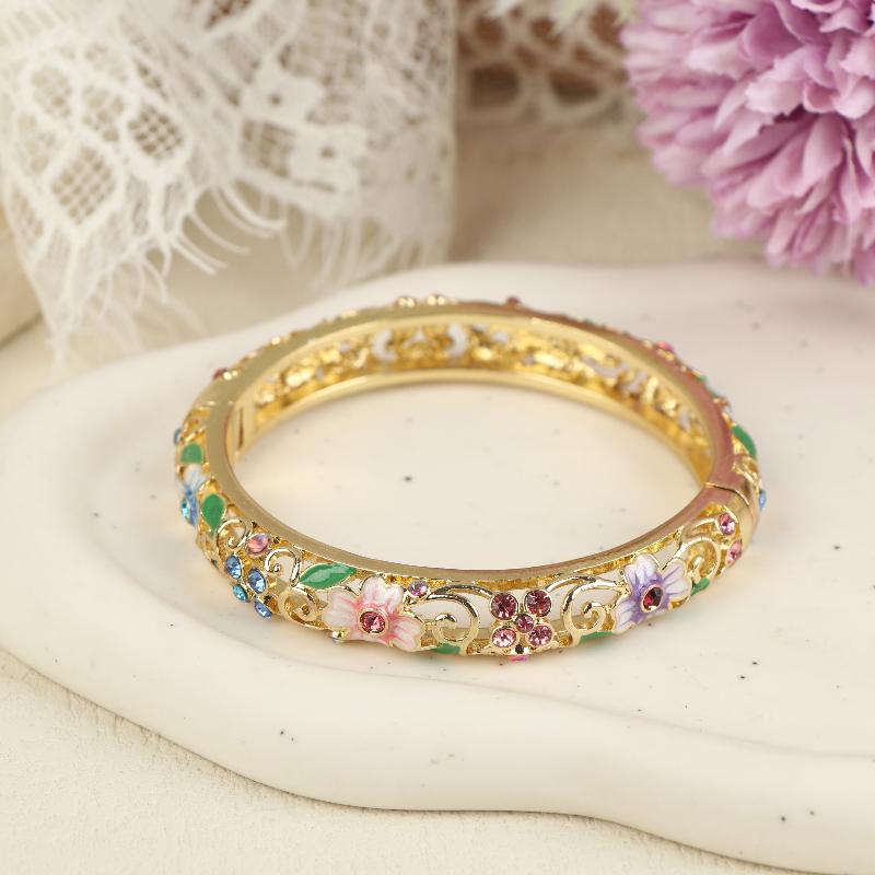 Brățară Cloisonne Vintage Stil Etnic Emailată Golită Floare Brățară Modă Elegantă Brățări Pentru Femei Bijuterii Cadouri