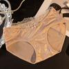 Ladies Spring and Summer New Sexy Lace Satin Ice Silk Without A Trace Wrapped Hip Cotton Crotch Waist Triangle Briefs