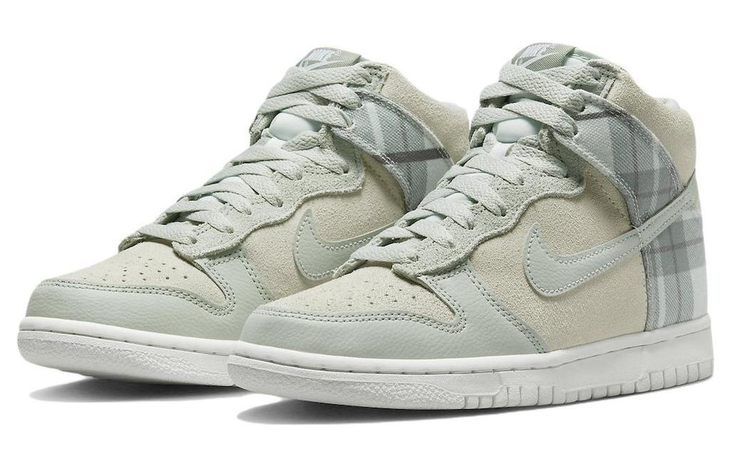 Nike Dunk High SE Tartan Plaid White Light Green GS DV1724-100