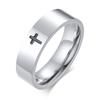 Vnox Classic Cross Ring for Women Men, 6mm Glossy Stainless Steel Wedding Band, Unisex Religious Christian Jesus Christ Rings