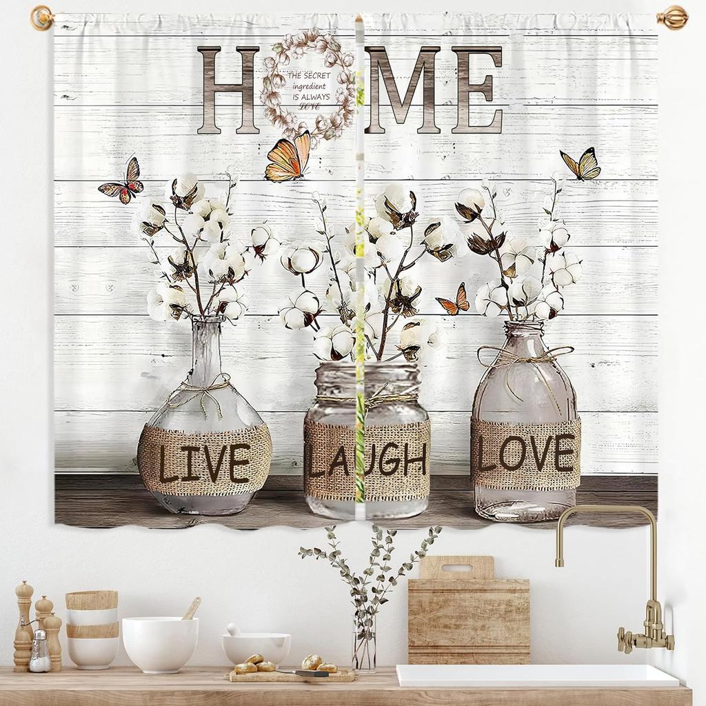 Purple Floral Butterfly Lilac Window Curtains Spring Flower Summer Girls Nature Garden Plant Drapes Treatment Curtain Polyester With Rod Pocket